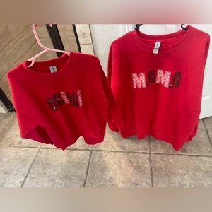 Mommi & mini red sweatshirt womenXL girlsXS